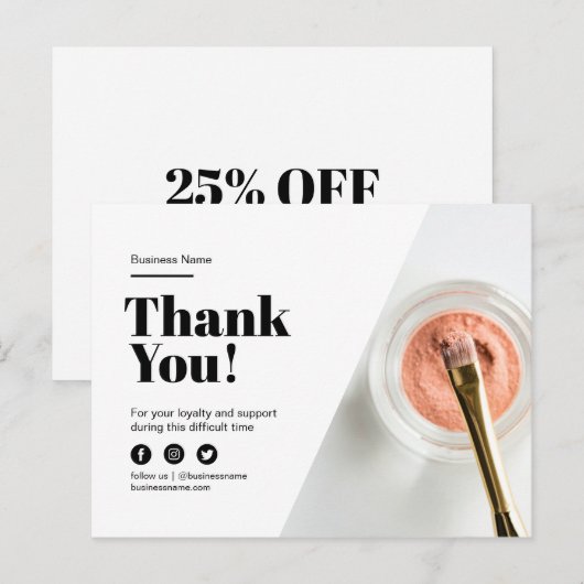 Dank u wel Korting op de klantenlobby van de boeg Aankondigingskaart (Voorkant / Achterkant)