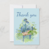 Dank u wel! Kute Cuddling Blue Parrot Birds Bedankkaart (Voorkant)