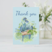 Dank u wel! Kute Cuddling Blue Parrot Birds Bedankkaart (Staand voorkant)