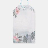 Dank u wel Label Pink Floral Winter Snowflake Cadeaulabel (Achterkant)