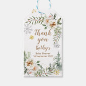 Dank u wel Label Winter White Floral Snowflakes Cadeaulabel (Voorkant)