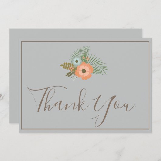 Dank u wel, lieflijk blauw bedankkaart (Voorkant / Achterkant)