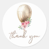 Dank u wel Luxe Beige Balloon Glitter Ronde Sticker (Voorkant)
