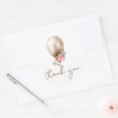 Dank u wel Luxe Beige Balloon Glitter Ronde Sticker (Envelop)