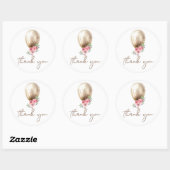 Dank u wel Luxe Beige Balloon Glitter Ronde Sticker (Vel)