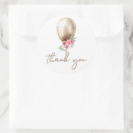 Dank u wel Luxe Beige Balloon Glitter Ronde Sticker