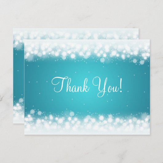 Dank u wel, Magic Sparkle Turquoise Briefkaart (Voorkant / Achterkant)