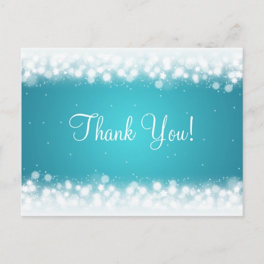 Dank u wel, Magic Sparkle Turquoise Briefkaart (Voorkant)