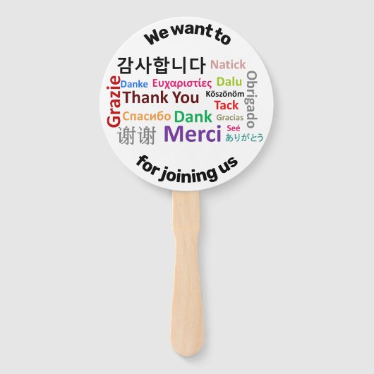 Dank u wel Merci Danke Obrigado Handwaaier (Achterkant)