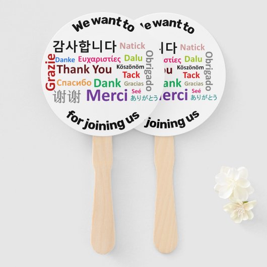 Dank u wel Merci Danke Obrigado Handwaaier (Voorkant en achterkant)