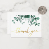 dank u wel met de Waterverf Eucalyptus Greenery Notitiekaartje (Voorkant / Achterkant in situ)