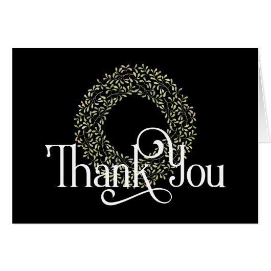 Dank u wel met Green Leaf Kerstmis Wreate (Voorkant Horizontaal)