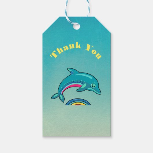 Dank u wel met Happy Jumping Porpoise Cadeaulabel (Voorkant)