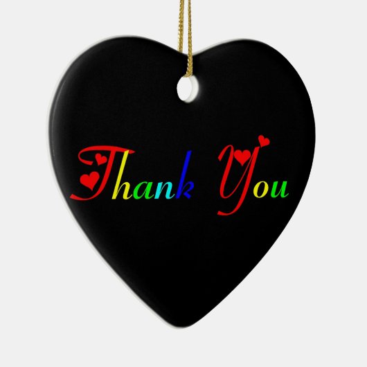 Dank u wel met het rode hart keramisch ornament (Rechts)