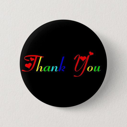 Dank u wel met het rode hart ronde button 5,7 cm (Voorkant)