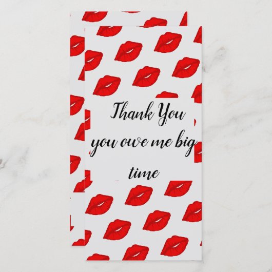 Dank u wel met kisses bedankkaart (Voorkant / Achterkant)