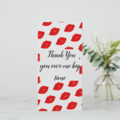 Dank u wel met kisses bedankkaart (Staand voorkant)