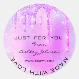 Dank u wel met liefdespinky druppels glitter ronde sticker