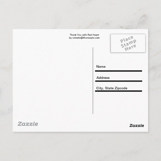 Dank u wel met Red Heart Briefkaart (Achterkant)