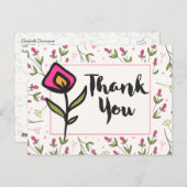 Dank u wel met roze en Oranje ventilator Briefkaart (Voorkant / Achterkant)