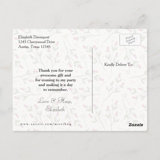 Dank u wel met roze en Oranje ventilator Briefkaart (Achterkant)