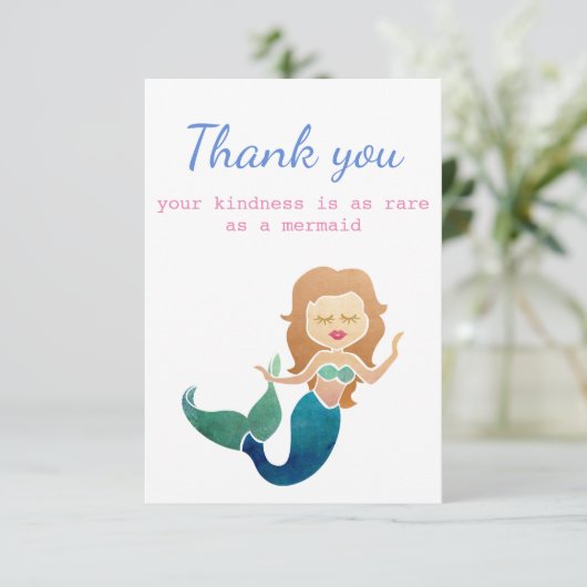 Dank u wel, mevrouw, als Zelden als Zeemeermin Bedankkaart (Staand voorkant)