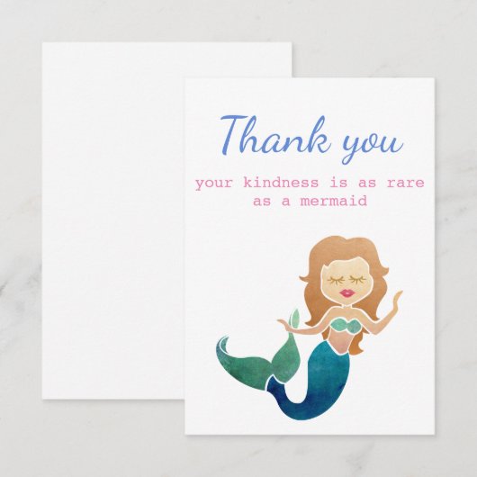 Dank u wel, mevrouw, als Zelden als Zeemeermin Bedankkaart (Voorkant / Achterkant)