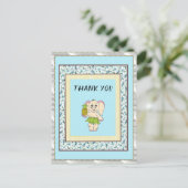 Dank u wel Mint Floral Pinapple en Elephant Briefkaart (Staand voorkant)