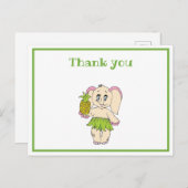 Dank u wel Mint Floral Pinapple en Elephant Briefkaart (Voorkant / Achterkant)