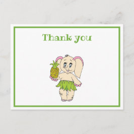 Dank u wel Mint Floral Pinapple en Elephant Briefkaart