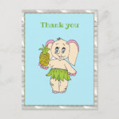 Dank u wel Mint Floral Pinapple en Elephant Briefkaart (Voorkant)