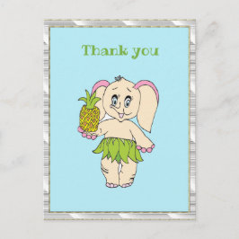 Dank u wel Mint Floral Pinapple en Elephant Briefkaart
