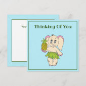 Dank u wel Mint Floral Pinapple en Elephant Notitiekaartje (Voorkant / Achterkant)