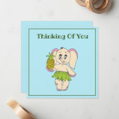 Dank u wel Mint Floral Pinapple en Elephant Notitiekaartje (Voorkant / Achterkant in situ)