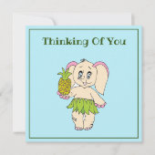 Dank u wel Mint Floral Pinapple en Elephant Notitiekaartje (Voorkant)