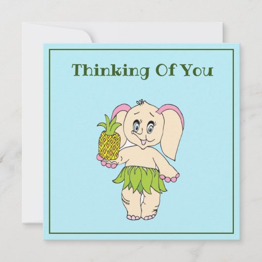 Dank u wel Mint Floral Pinapple en Elephant Notitiekaartje (Voorkant)