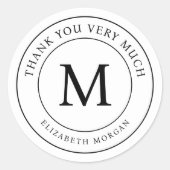 Dank U Wel Modern Monogram Ronde Sticker (Voorkant)