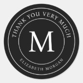 Dank U Wel Modern Monogram Ronde Sticker (Voorkant)