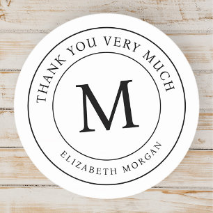 Dank U Wel Modern Monogram Ronde Sticker