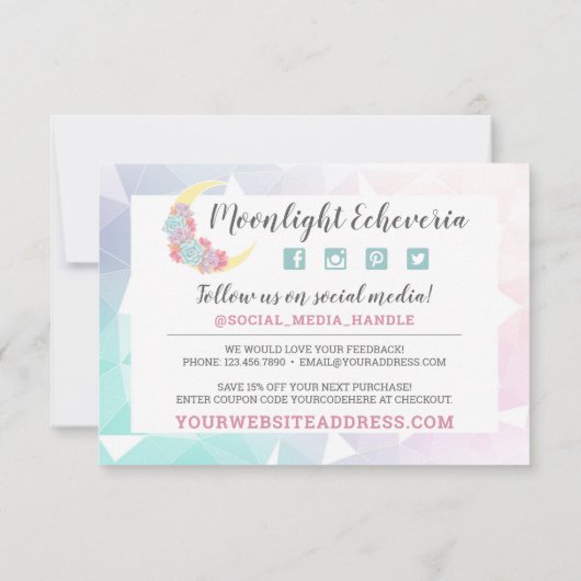 Dank u wel Moon en Succulent Pastel Mystic Boho Ka Kaart (Achterkant)