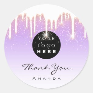 Dank u wel naam Makeup Artist Paars Roos. Logo Ronde Sticker