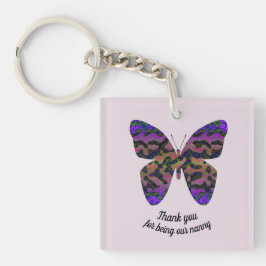 Dank u wel, Nanny Childcare Pastel Paarse Butterfl Sleutelhanger