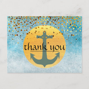 Dank u wel Nautical Anchor Confetti Glitter Moon Briefkaart