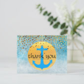 Dank u wel Nautical Anchor Confetti Glitter Moon Briefkaart (Staand voorkant)