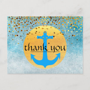 Dank u wel Nautical Anchor Confetti Glitter Moon Briefkaart