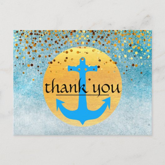 Dank u wel Nautical Anchor Confetti Glitter Moon Briefkaart (Voorkant)