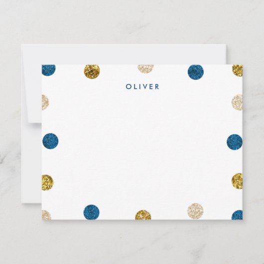 Dank u wel, Navy Blue en Gold Glitter Notitiekaartje (Voorkant)