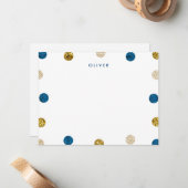 Dank u wel, Navy Blue en Gold Glitter Notitiekaartje (Voorkant / Achterkant in situ)