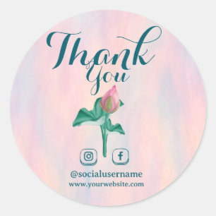 Dank u wel Opalescent Lotus Typography Ronde Sticker