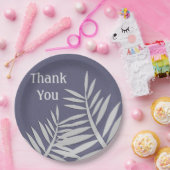 Dank u wel Paarse Leaf Silhouette Papieren Bordje (Feest)